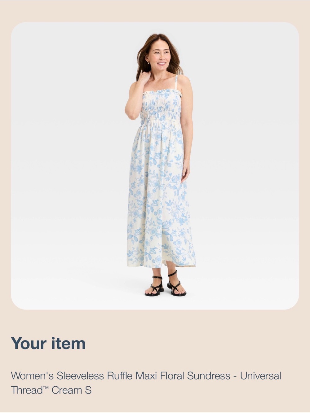 Universal Thread Cream and Light Blue Floral Smocked Maxi Dress